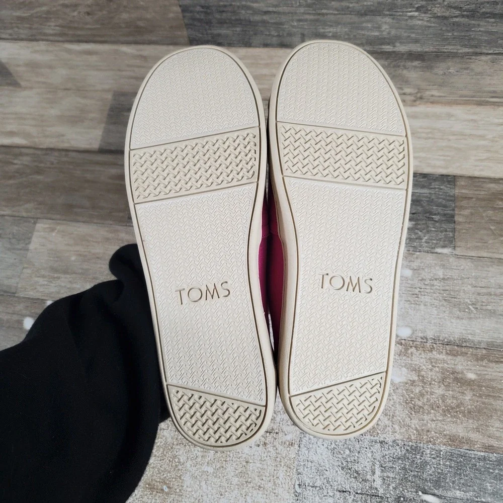 Toms Alpargata Kids Casual Shoes Sz 6 Pink Canvas Slip-on Round Toe Flats